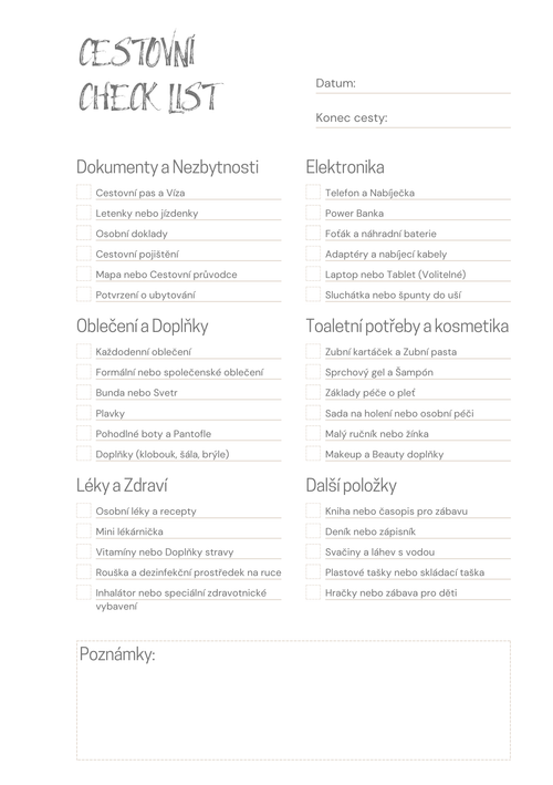 Cestovní checklist