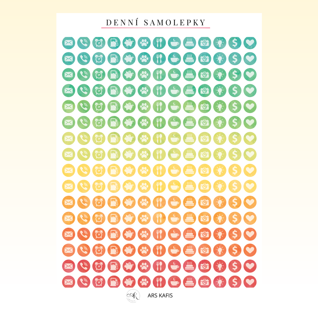 Denní samolepky – sada 3 archů | 10 × 15 cm