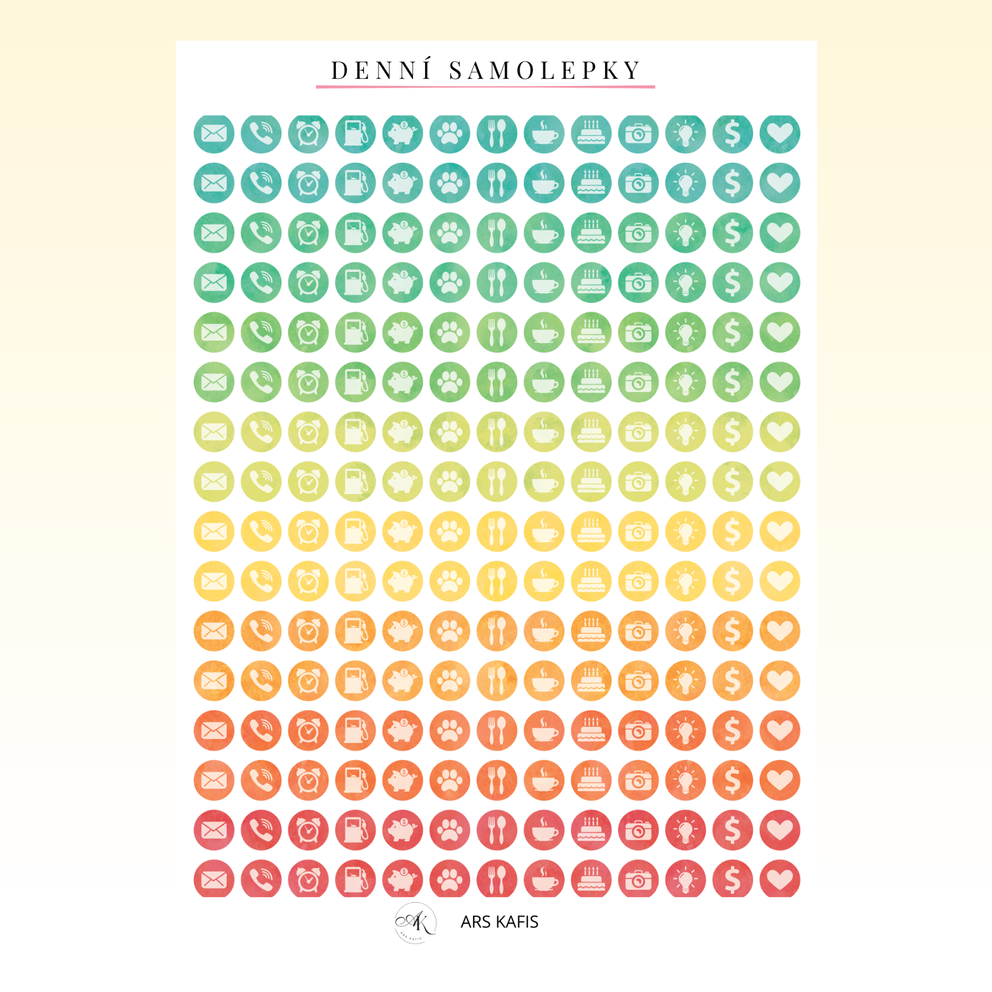 Denní samolepky do diáře – 208 ks | arch 10 × 15 cm