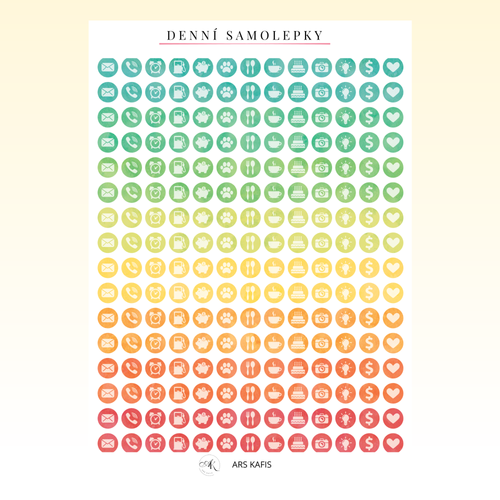 Denní samolepky do diáře – 208 ks | arch 10 × 15 cm