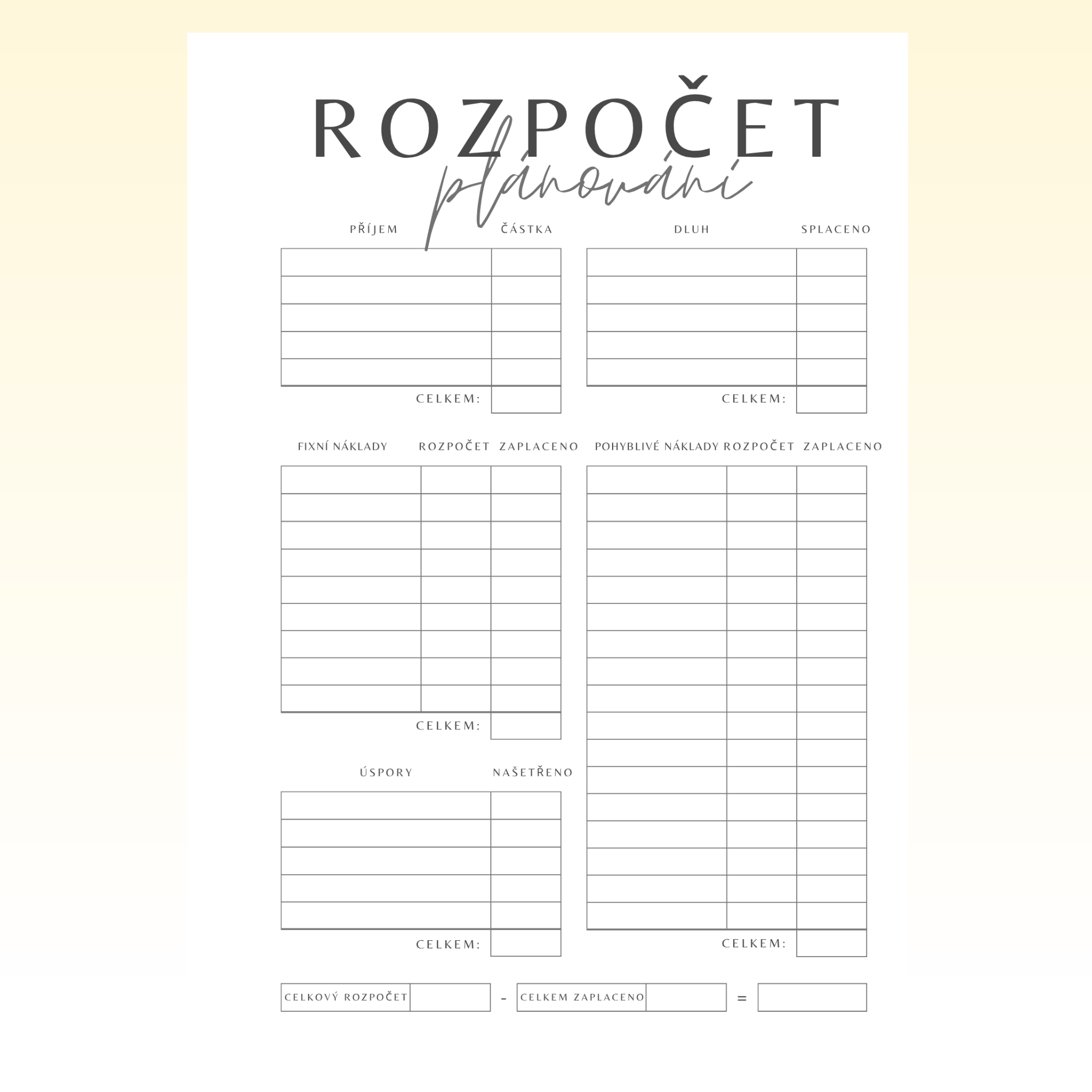 Plánování financí – rozpočet
