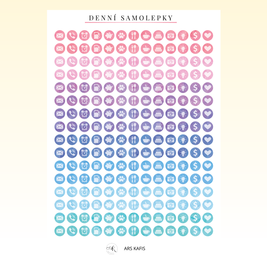 Denní samolepky – sada 3 archů | 10 × 15 cm