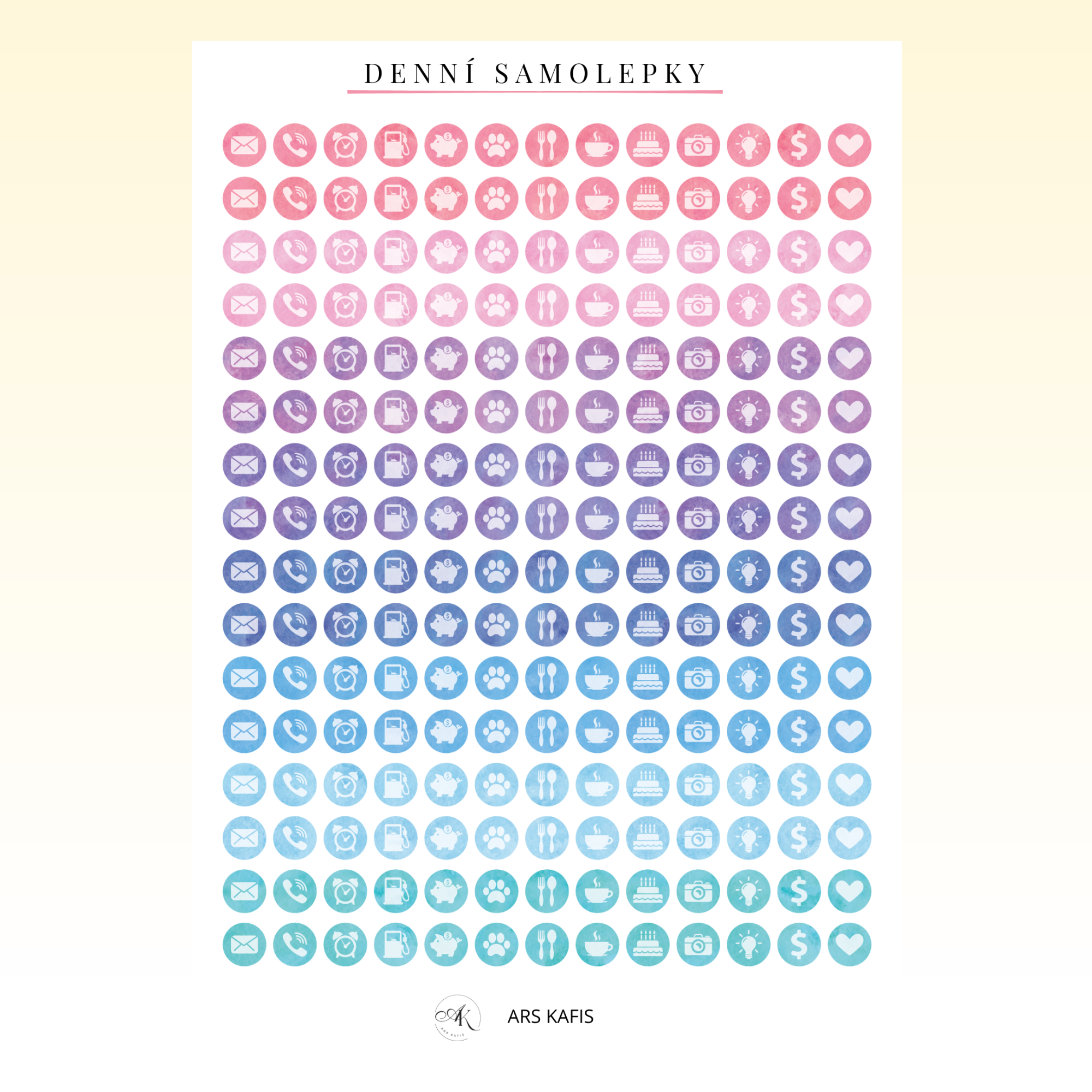 Denní samolepky do diáře – 208 ks | arch 10 × 15 cm