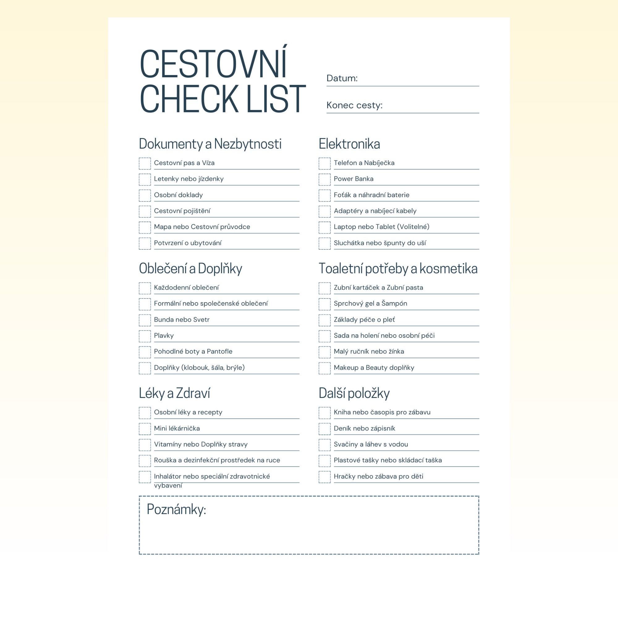 Cestovní checklist