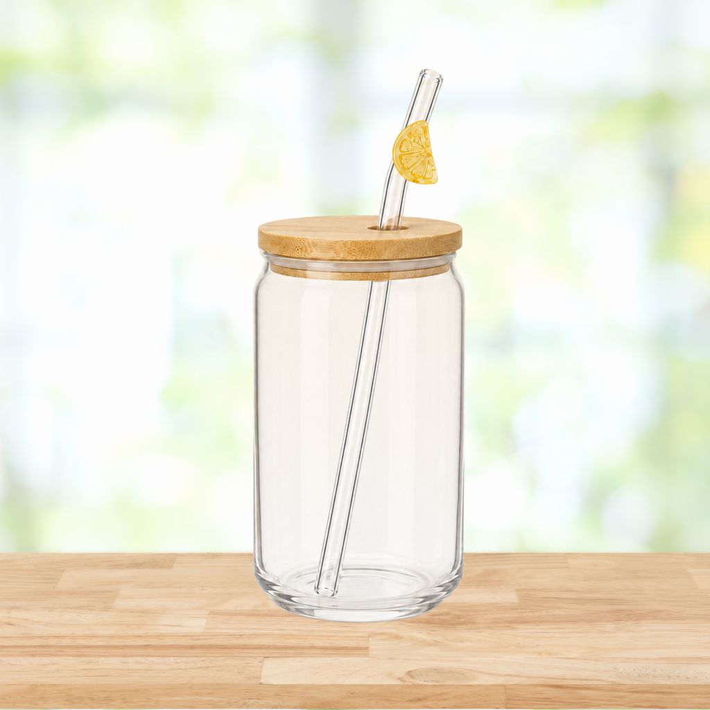 Skleněné brčko s citronkem – pro sklenice 16 oz (cca 470 ml) | 1 ks