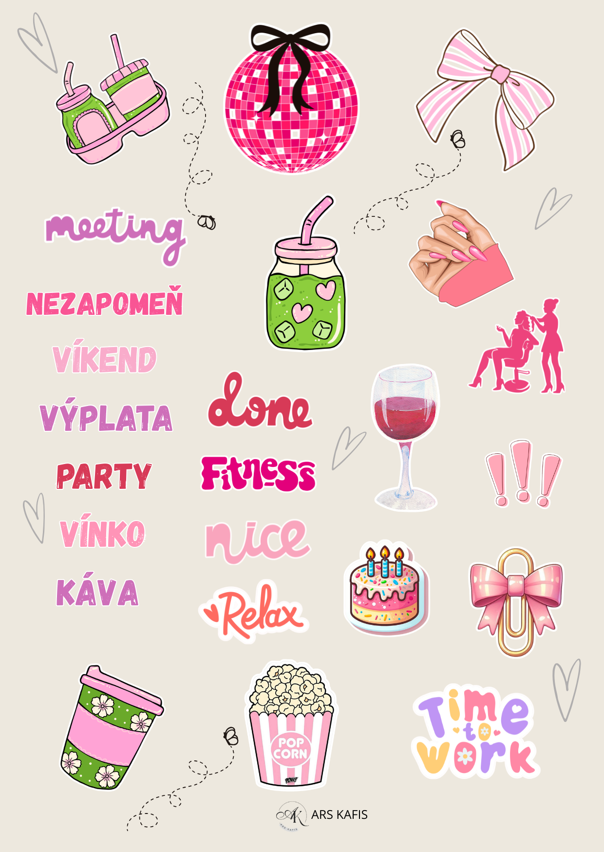 Samolepkový arch 10 × 15 cm – Girly Vibes