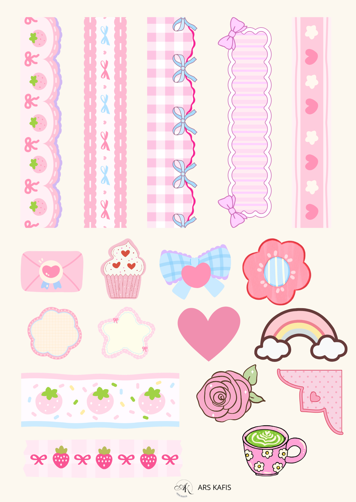 Samolepkový arch 10 × 15 cm – Sweet Pink